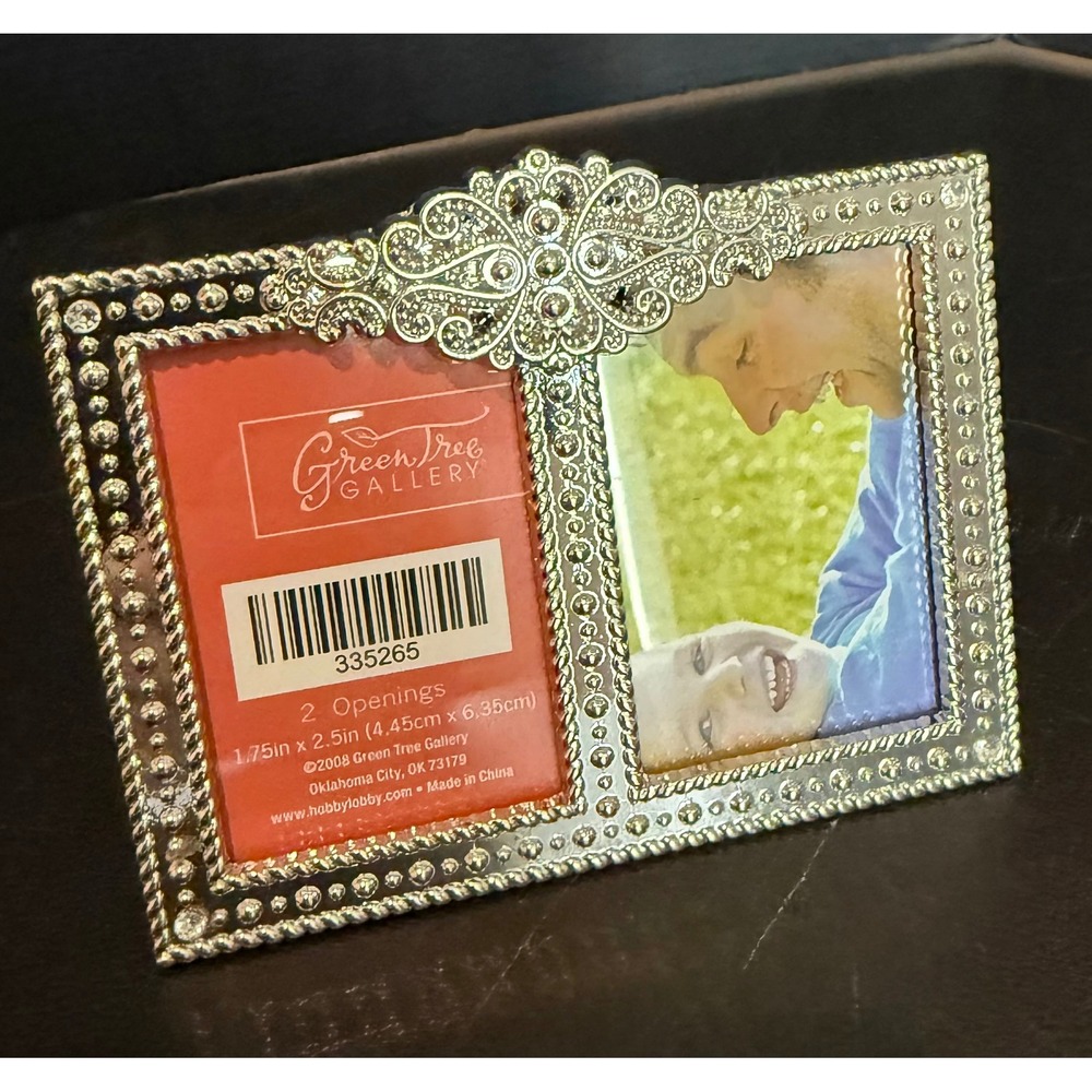 Green Tree Gallery 1.75x2.5 Picture Frame Silver Double Beaded Filigree NEW‎
